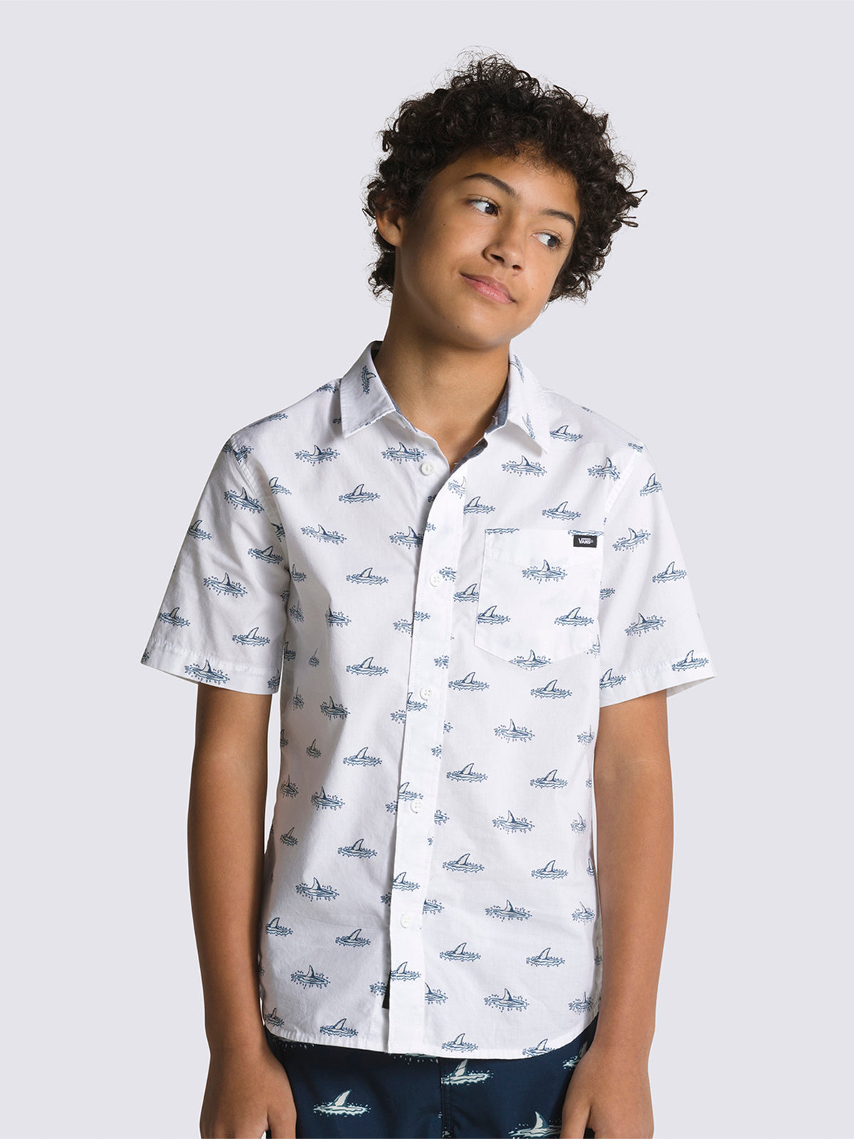 Camisa Shark Fin (8-14 Años) Blanco Vans