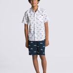Camisa Shark Fin Woven Ss (8-14 AñOs) White