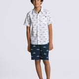 Camisa Shark Fin Woven Ss (8-14 AñOs) White