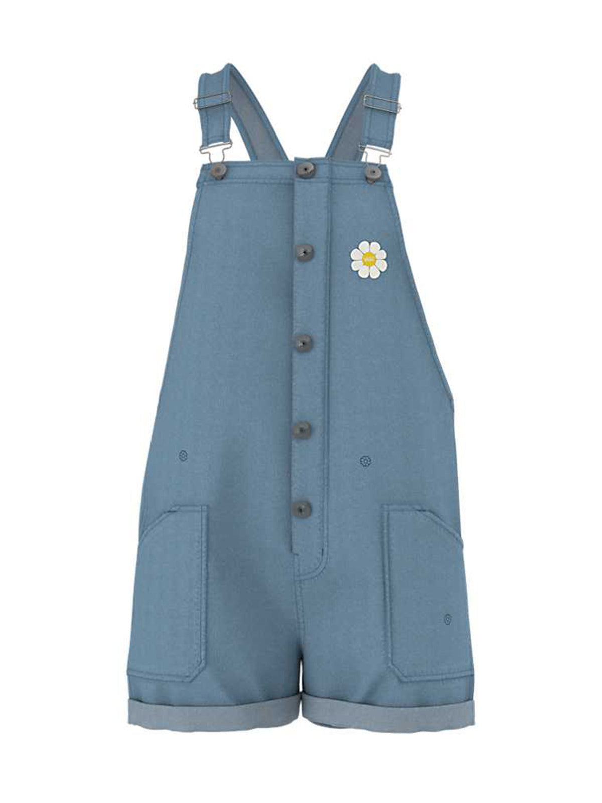 Overol Oversized Floral Short-All Light Stone Wash