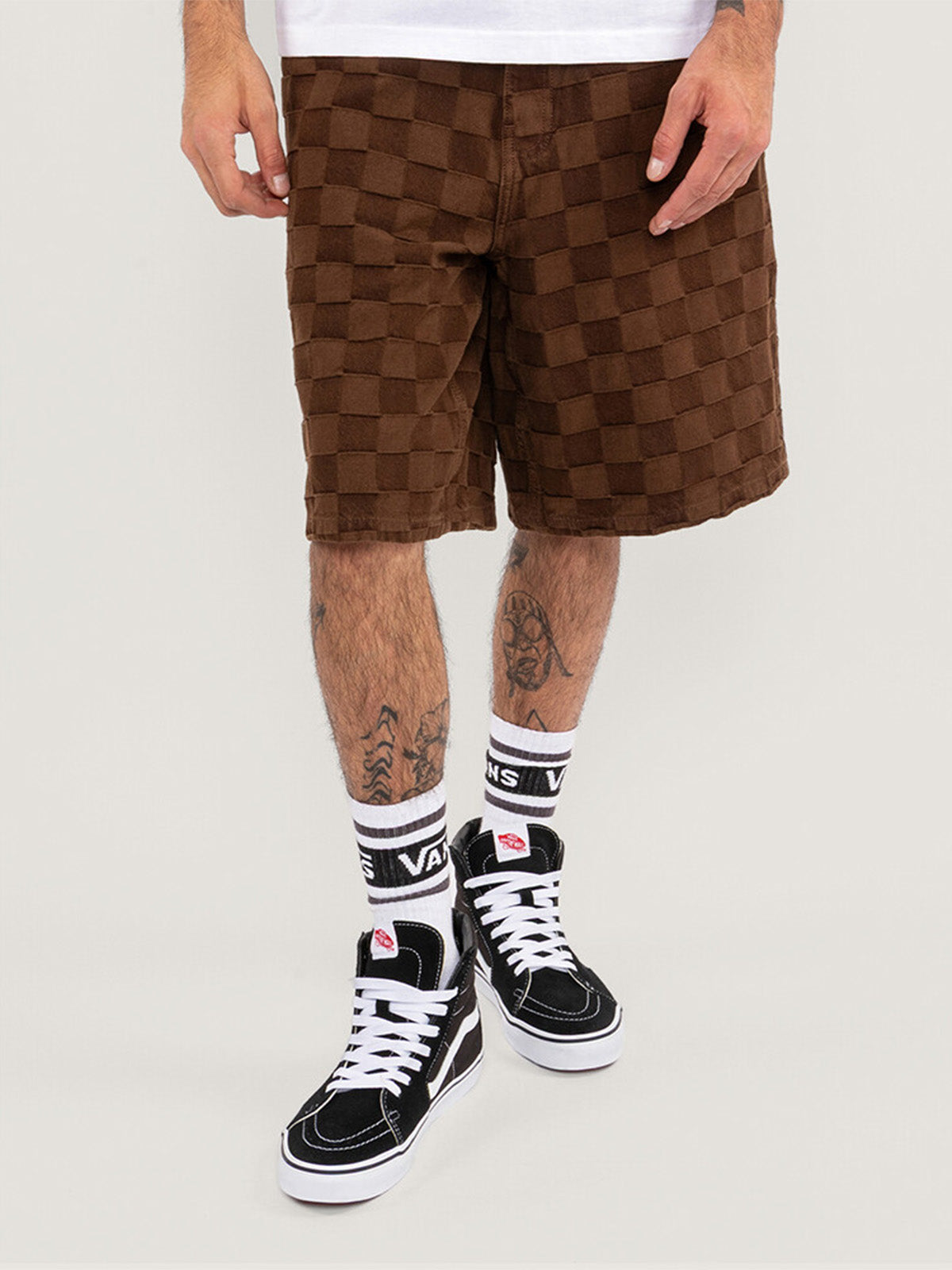 Short Hombre Check-5 Baggy Denim Café