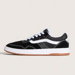 Zapatilla Vans Cruze 3.0 negra con Sidestripe blanca y suela caramelo, vista lateral