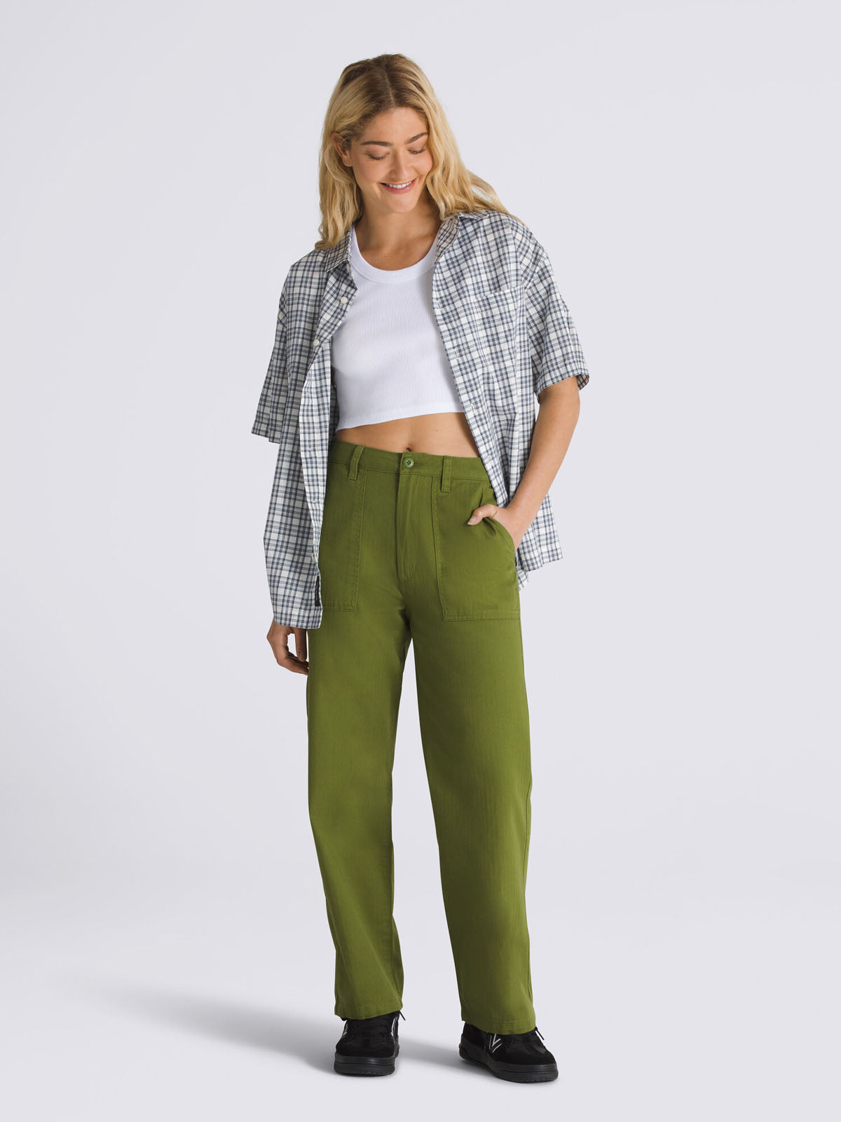 Pantalon Mujer Union Relaxed Carpen Oliva Vans