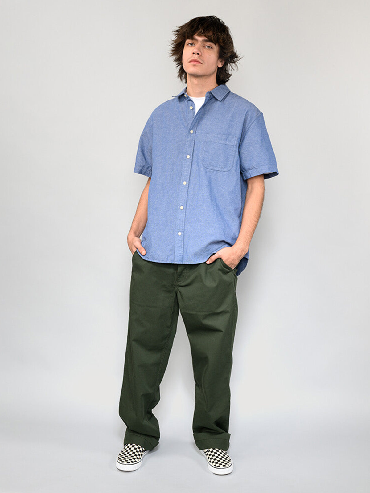 Camisa M/C Hombre Lawson Solid Wove Azul Vans