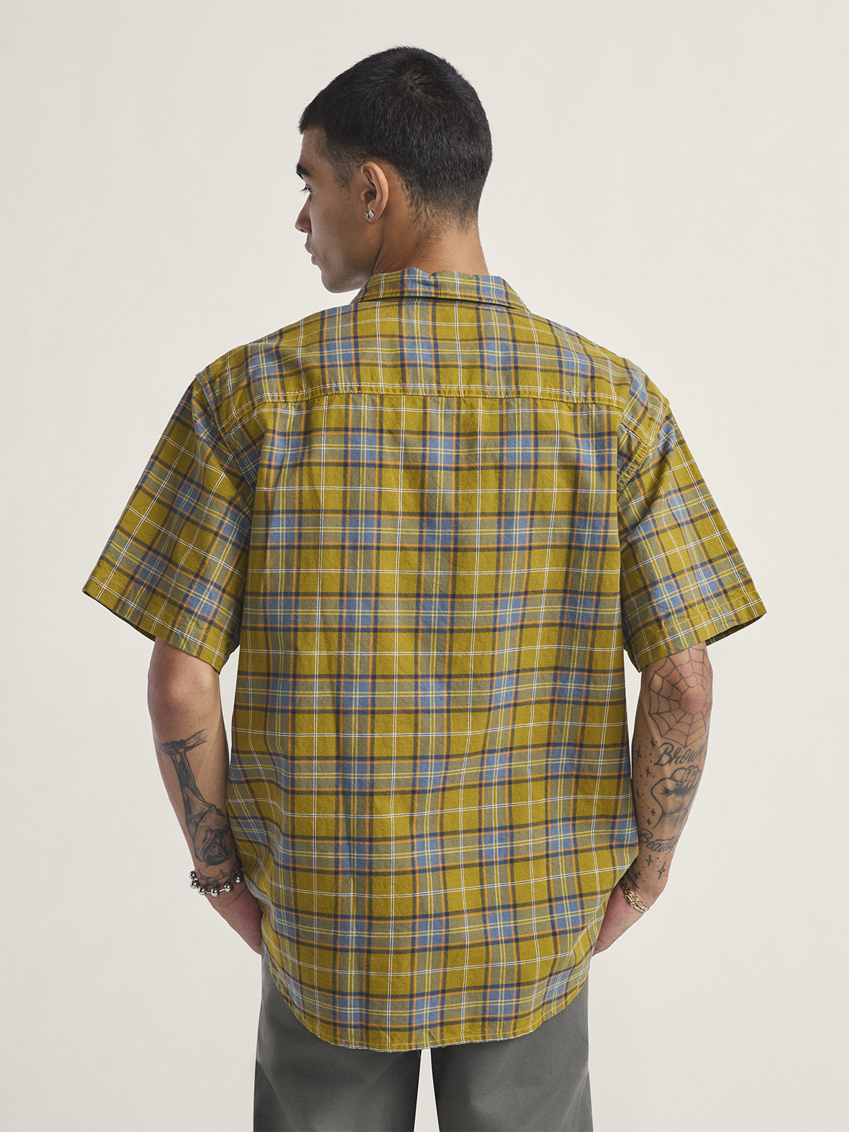 Camisa M/C Hombre Lawson Plaid Wove Amarillo Vans