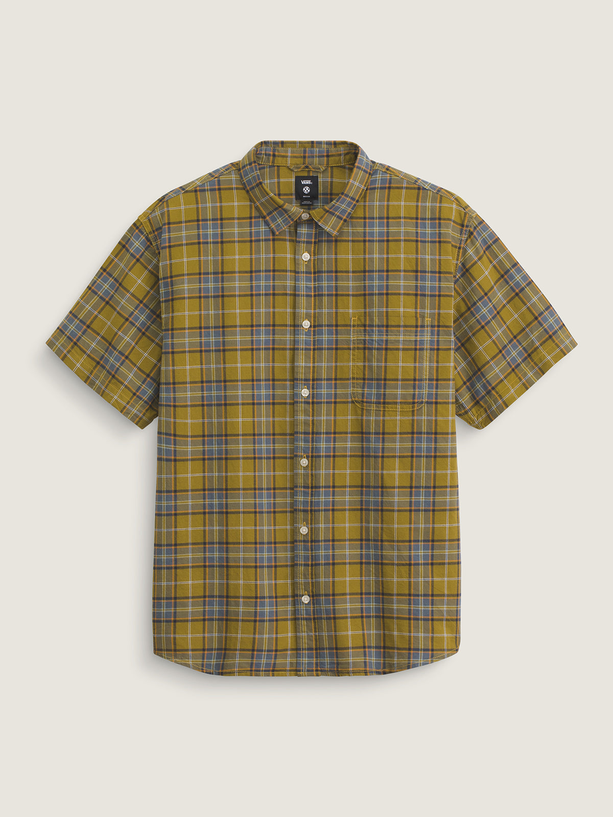 Camisa M/C Hombre Lawson Plaid Wove Amarillo Vans