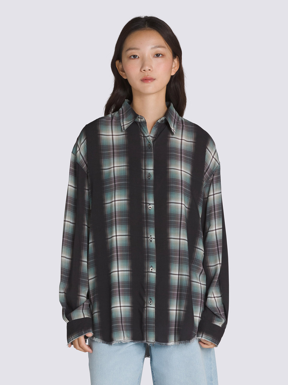 Blusa M/L Mujer Gillian Plaid Negro Vans