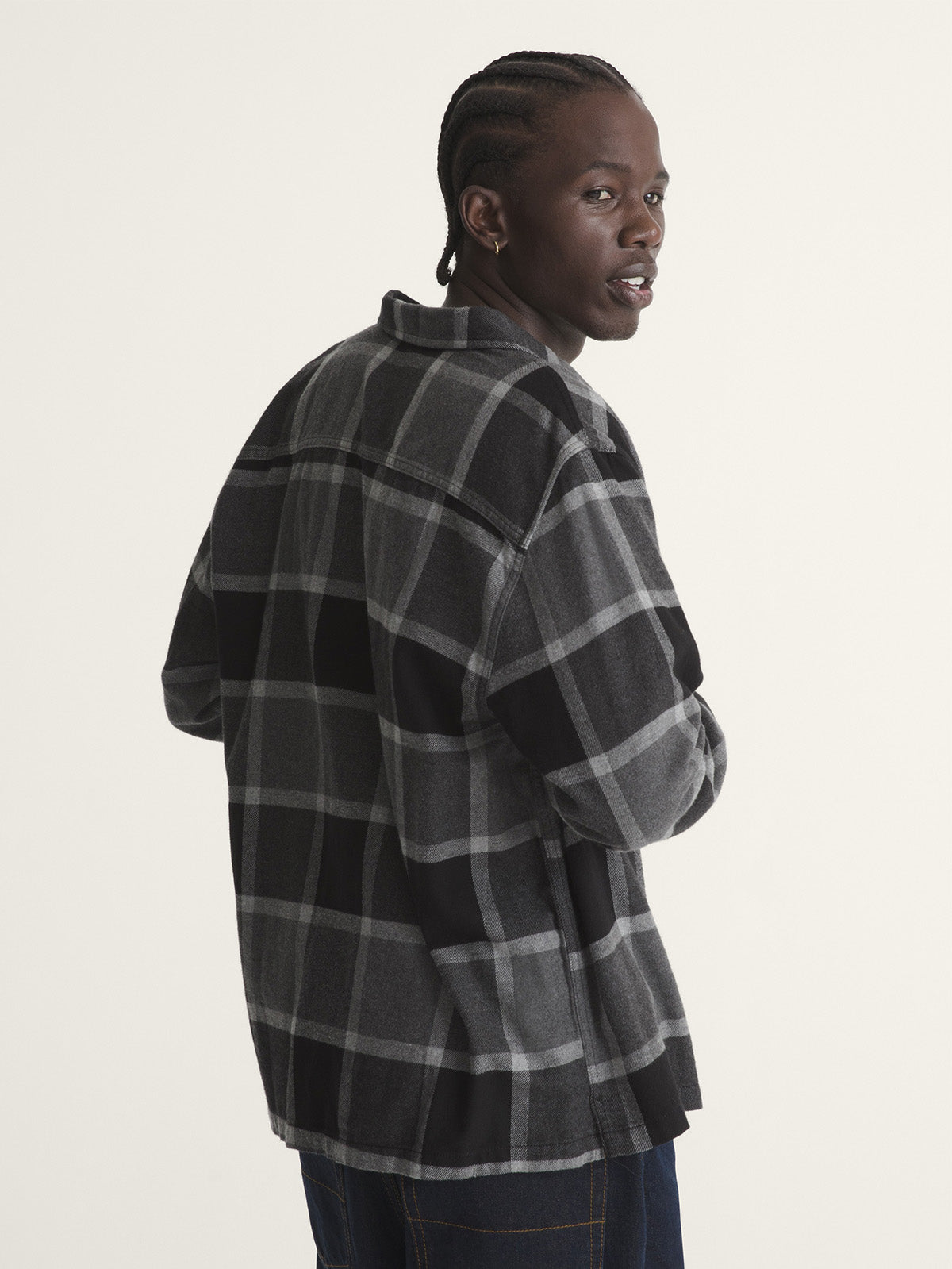 Camisa M/L Hombre Larkspur Plaid Flann Gris Vans