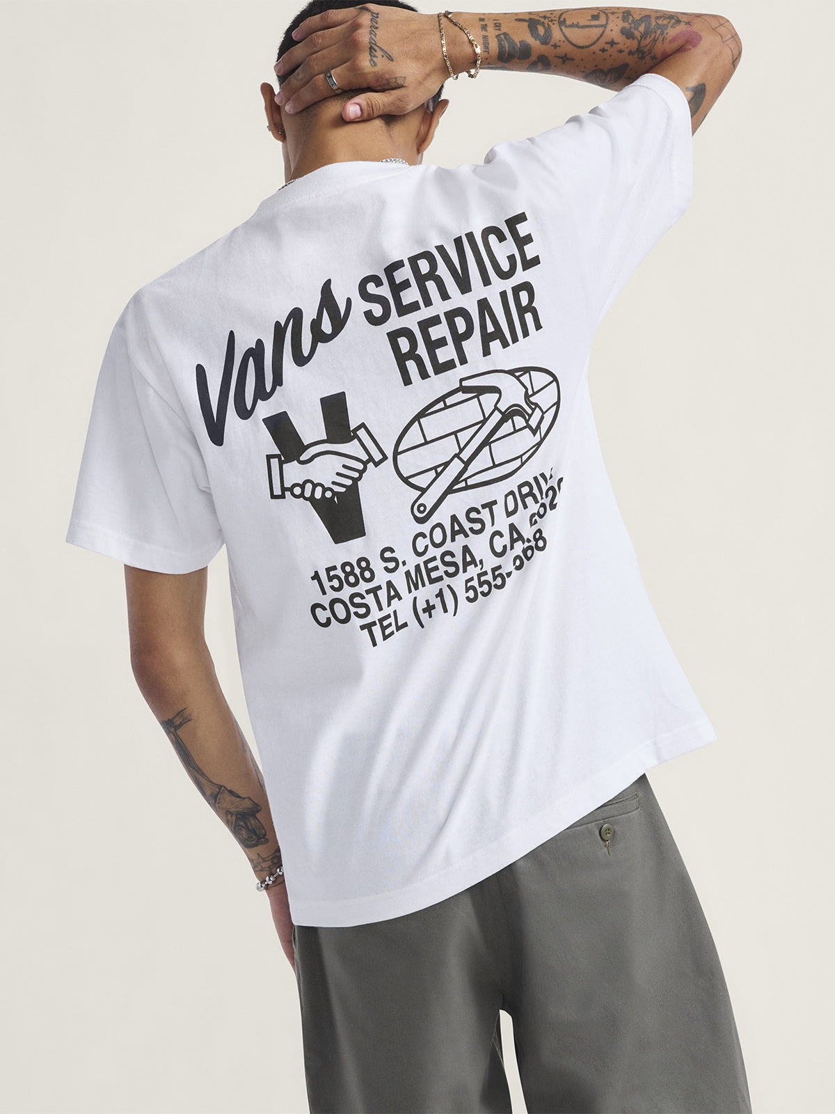 Polera M/C Hombre Service Repair Blanco Vans