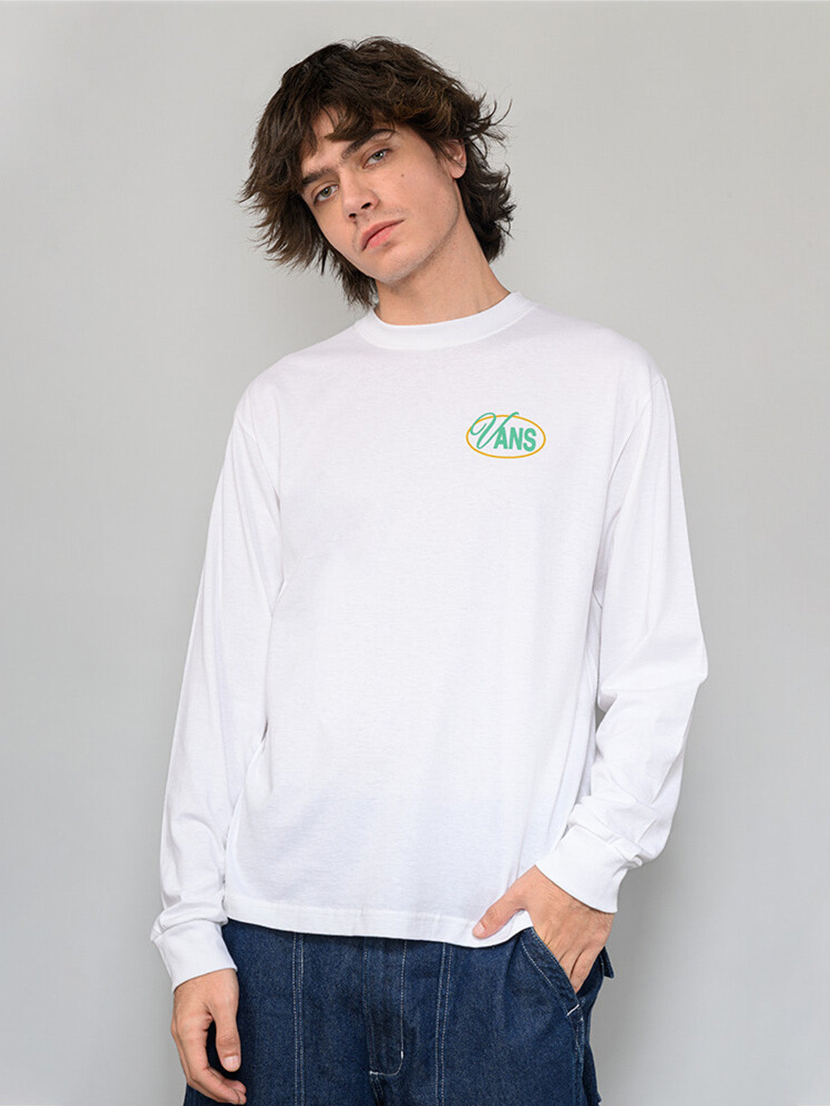 Polera M/L Hombre Music Supply Blanco Vans