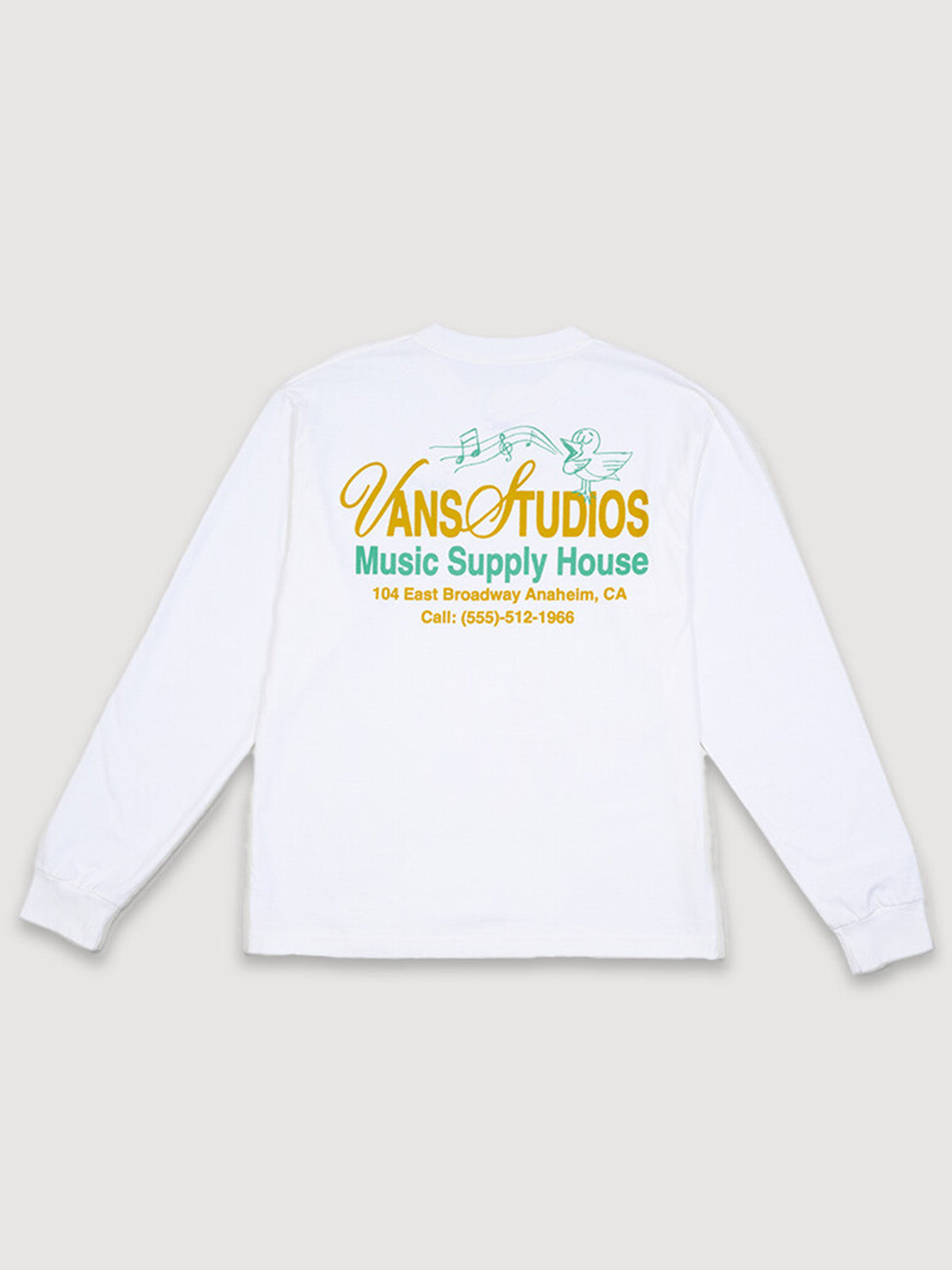 Polera M/L Hombre Music Supply Blanco Vans