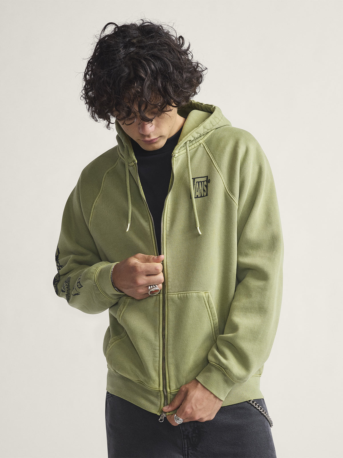 Poleron Hombre Mte Teamteam Full Zi Verde Vans