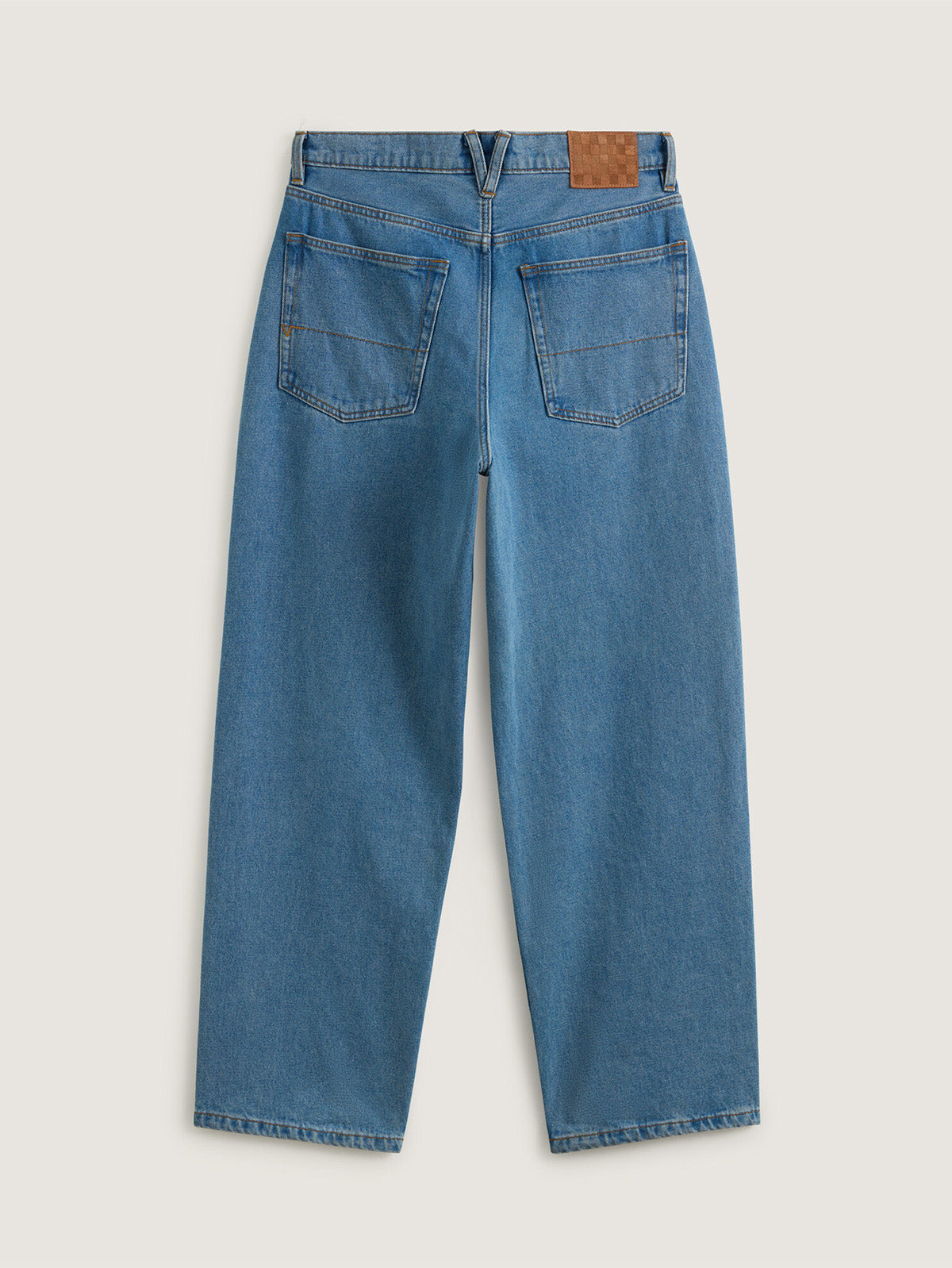Pantalón Vans Check-5 Baggy azul, vista trasera con parche y trabilla en V