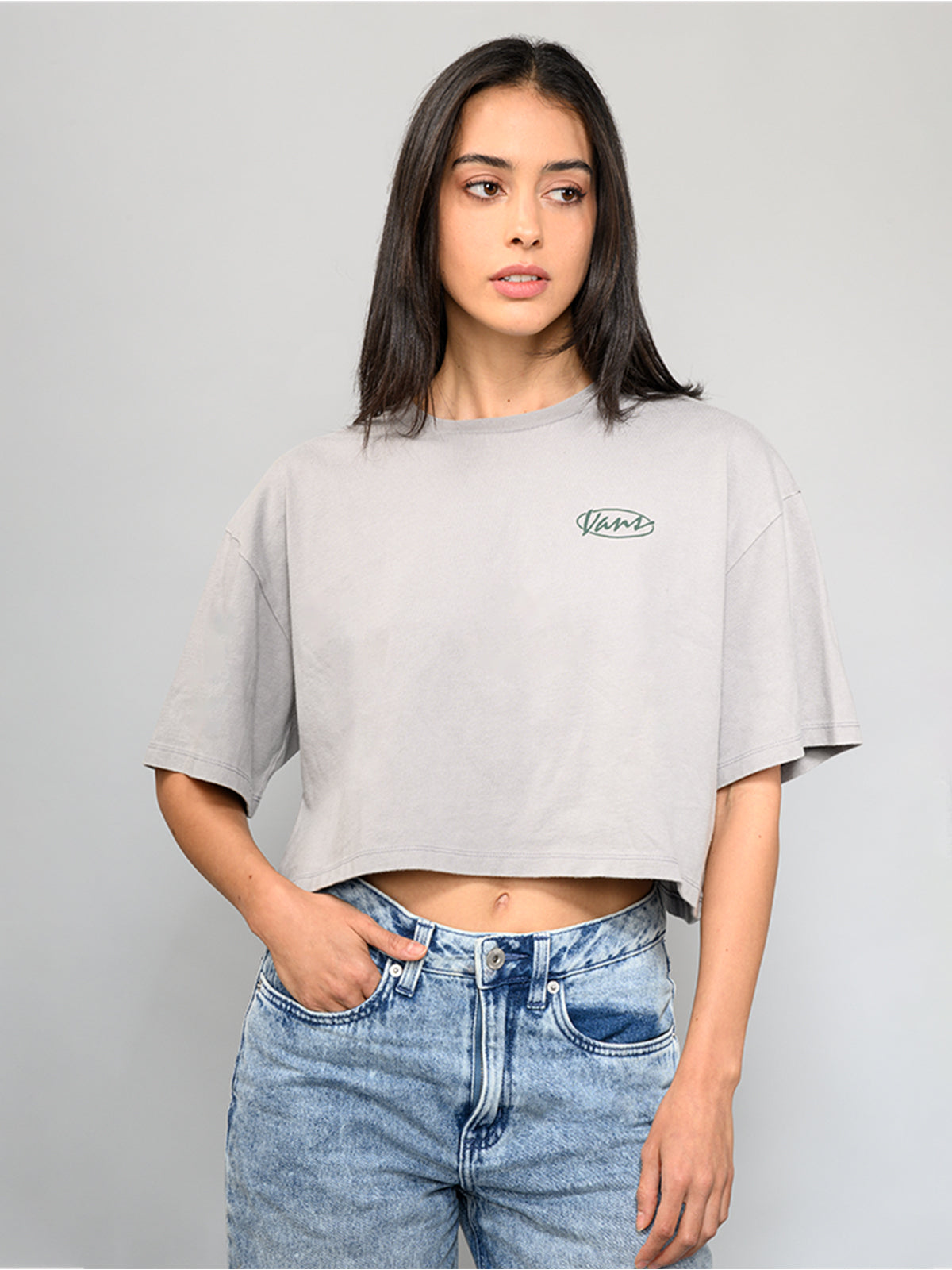 Polera M/C Mujer Era Script Relaxed Gris Vans