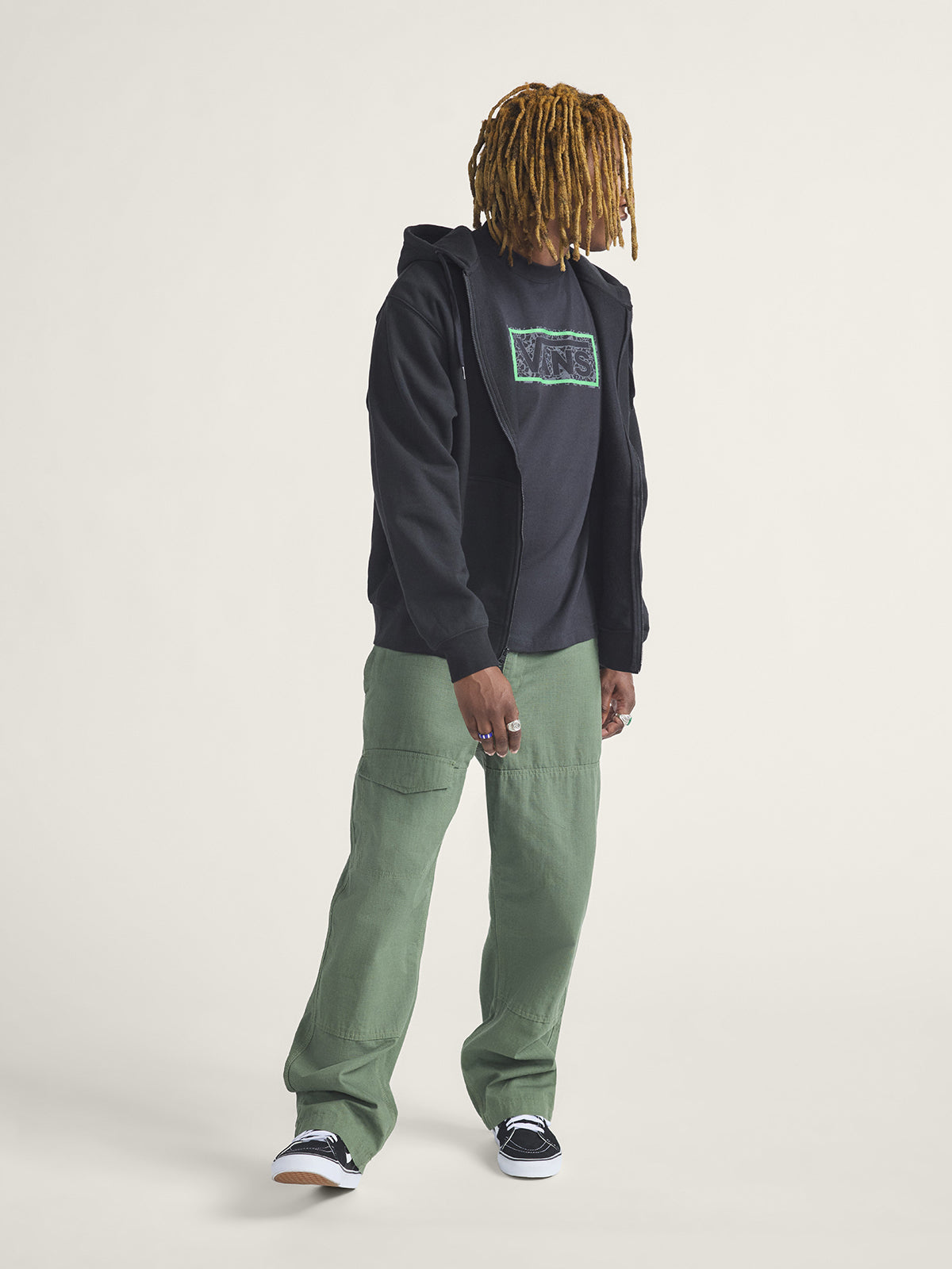 Poleron Hombre Skate Atiba Haze Zip Negro Vans