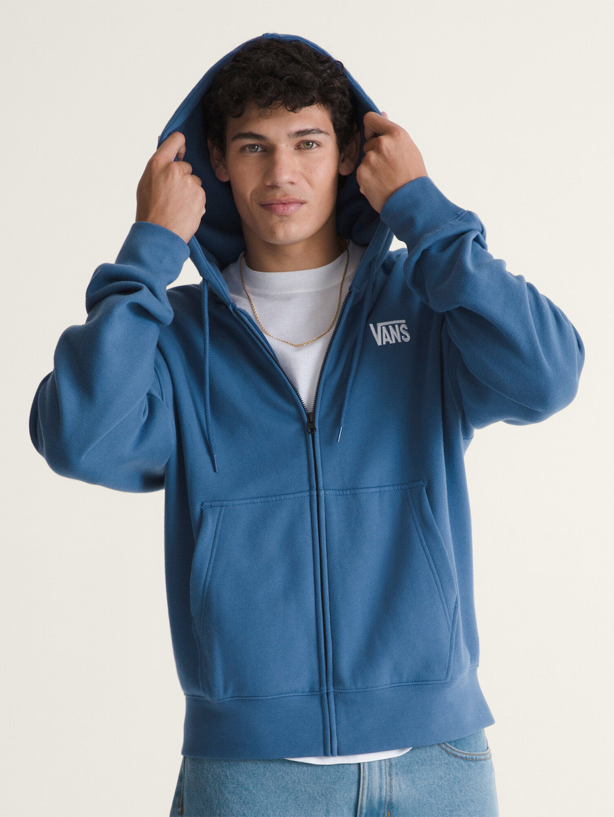 Poleron Hombre Stretch Logo Full Zi Azul Vans