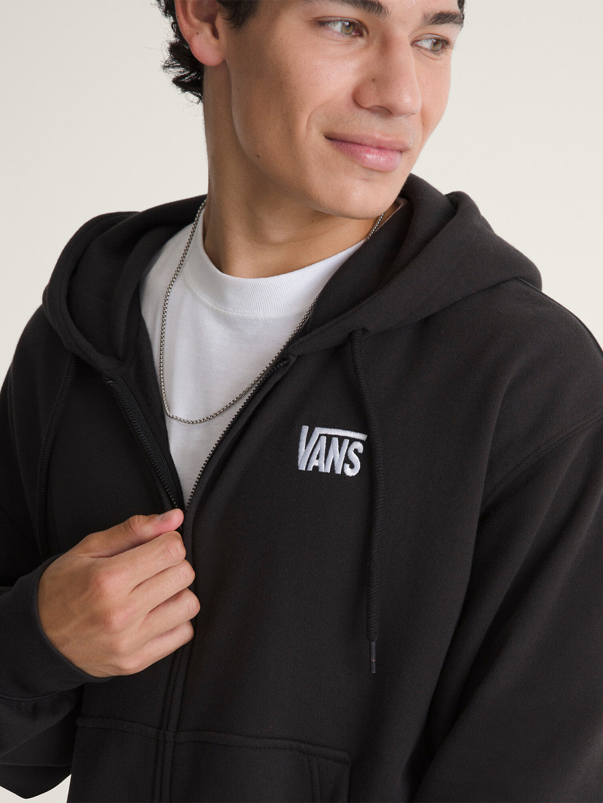 Poleron Hombre Stretch Logo Full Zi Negro Vans