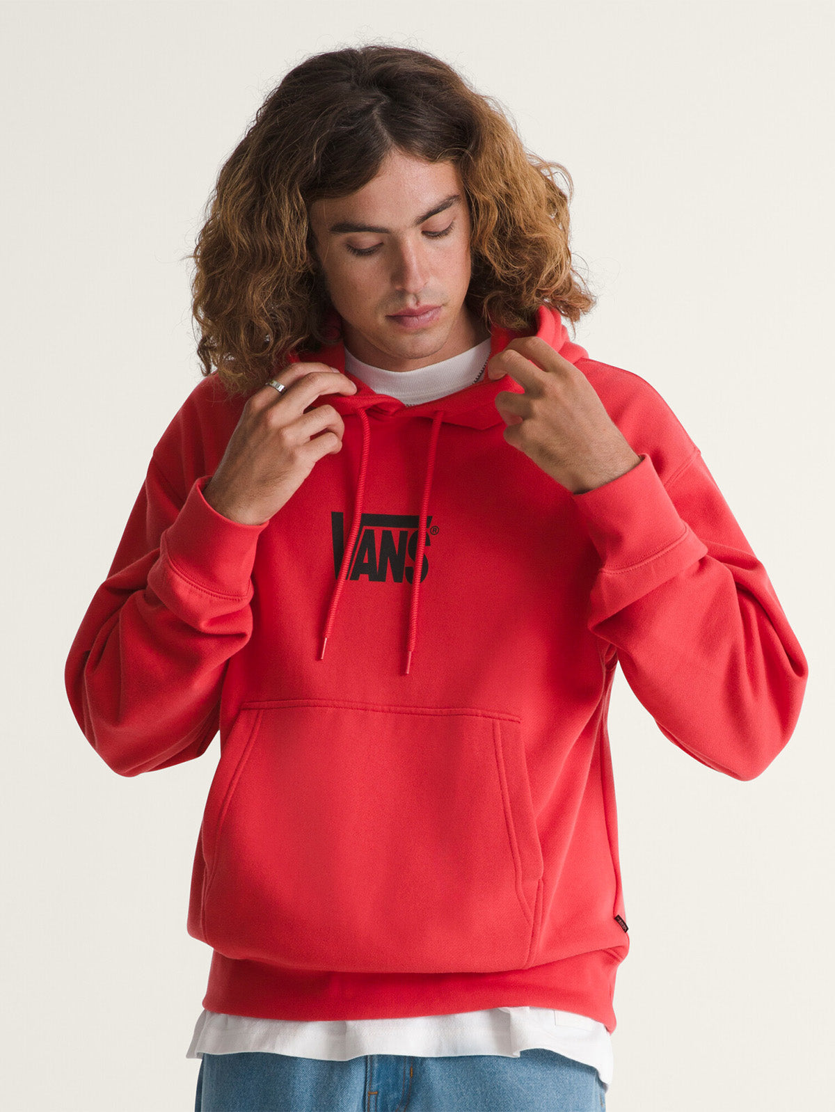 Poleron Hombre Stretch Logo Pullove Rojo Vans