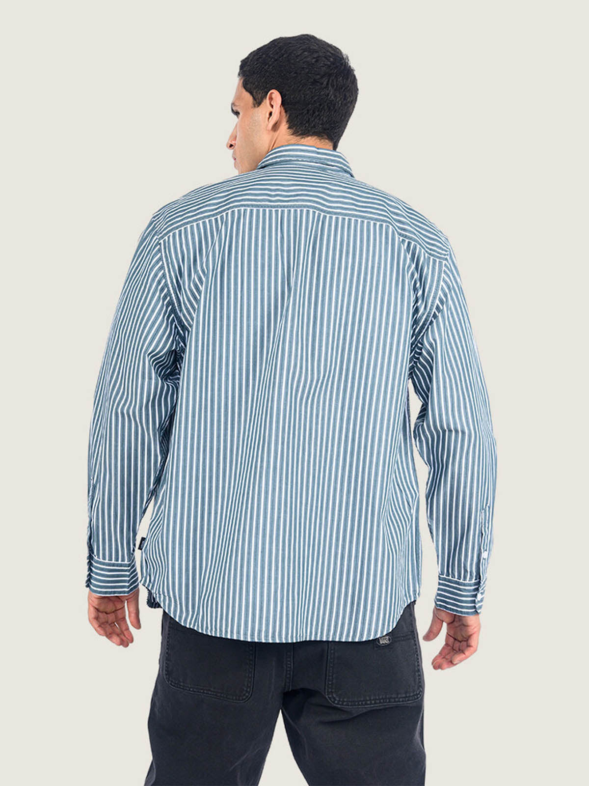 Camisa M/L Hombre Dobby Stripe Ls Shir Gris Vans