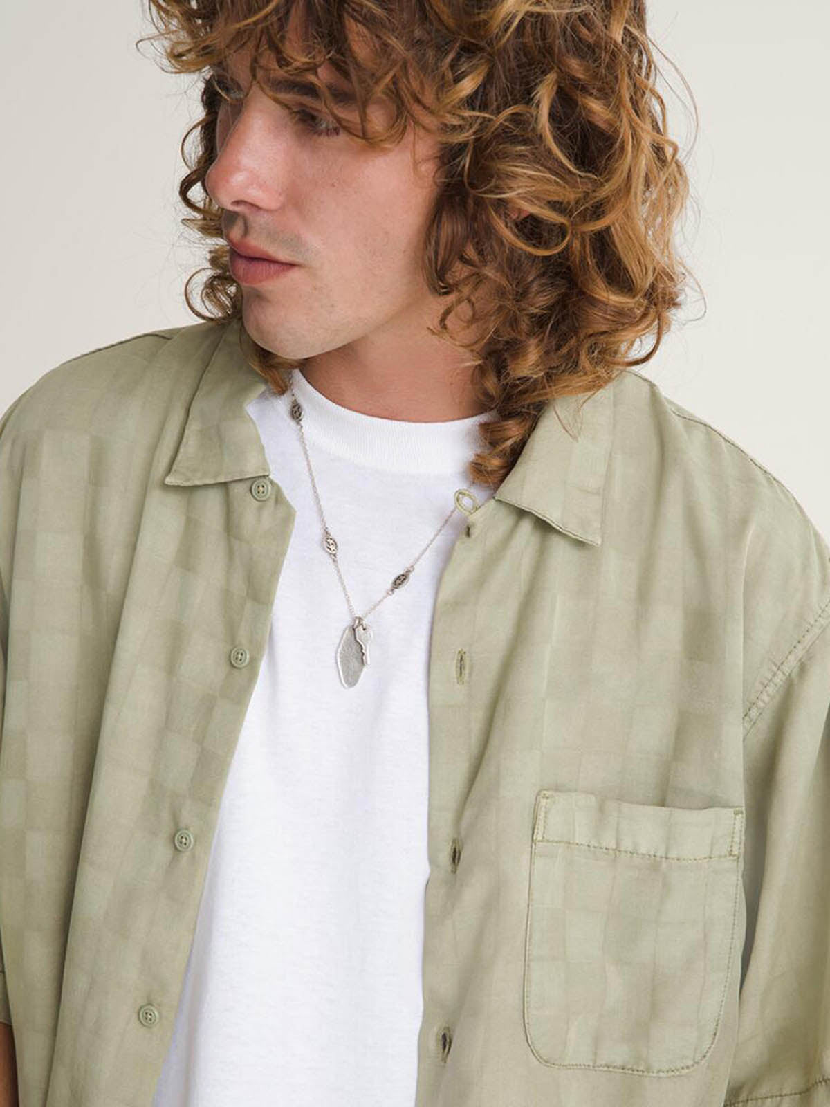 Camisa M/C Hombre Van Doren Tencel Che Beige/Crudo Vans