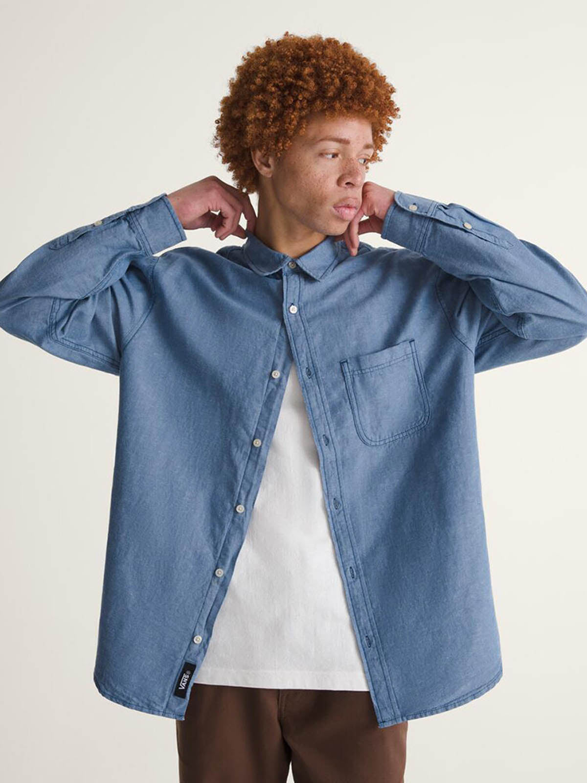 Camisa M/L Hombre Lawson Solid Oxford Azul Vans