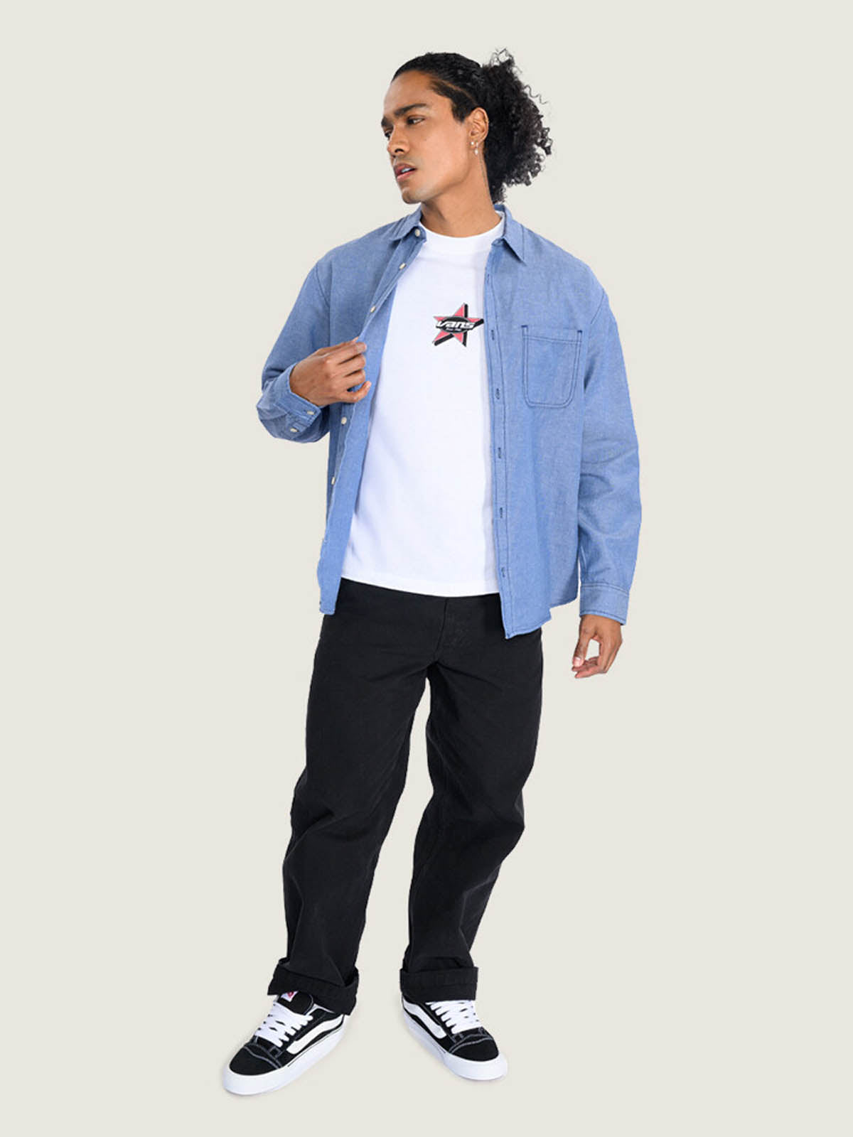 Camisa M/L Hombre Lawson Solid Oxford Azul Vans