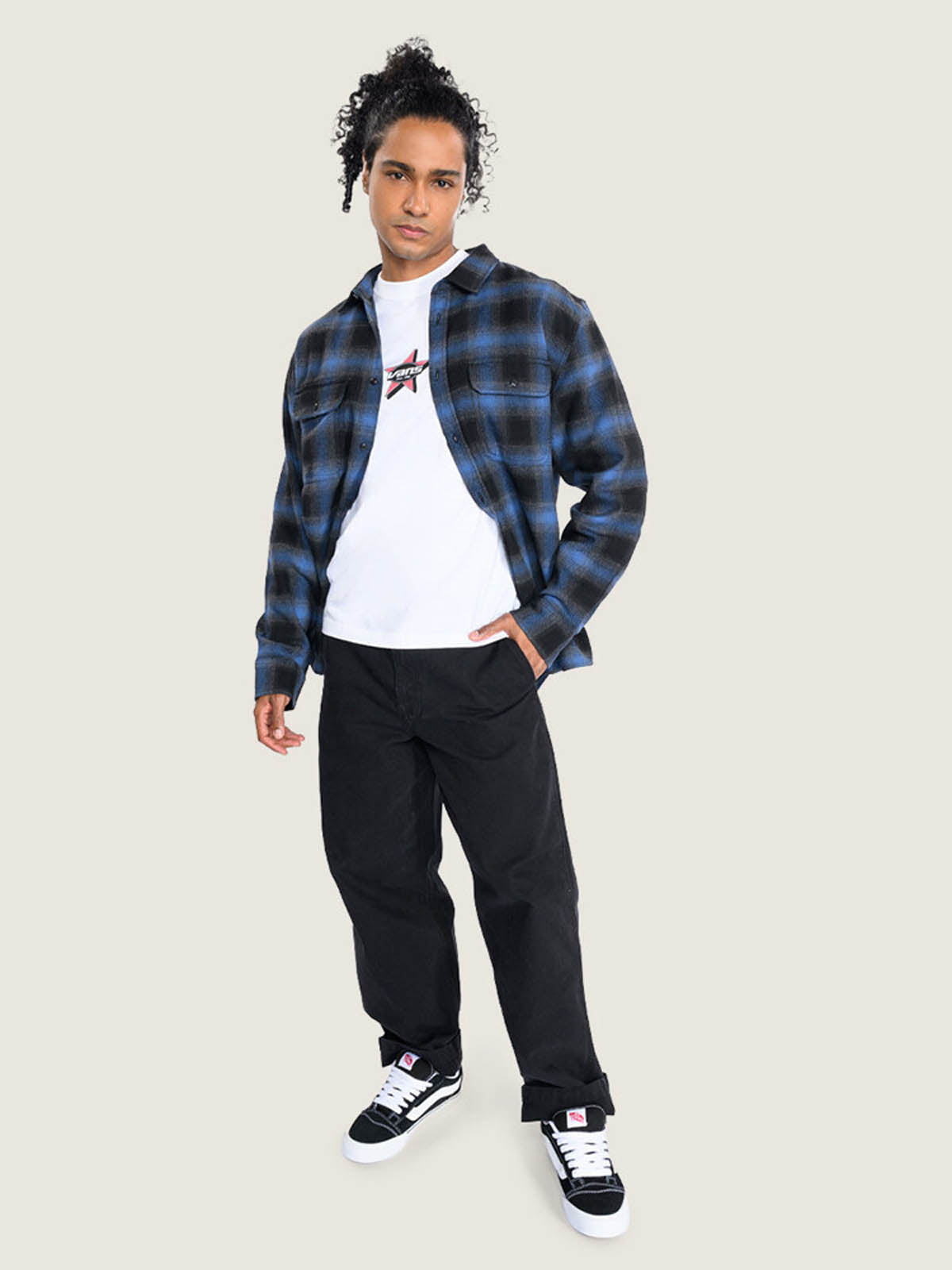 Camisa M/L Hombre Lawson Plaid Flannel Negro Vans