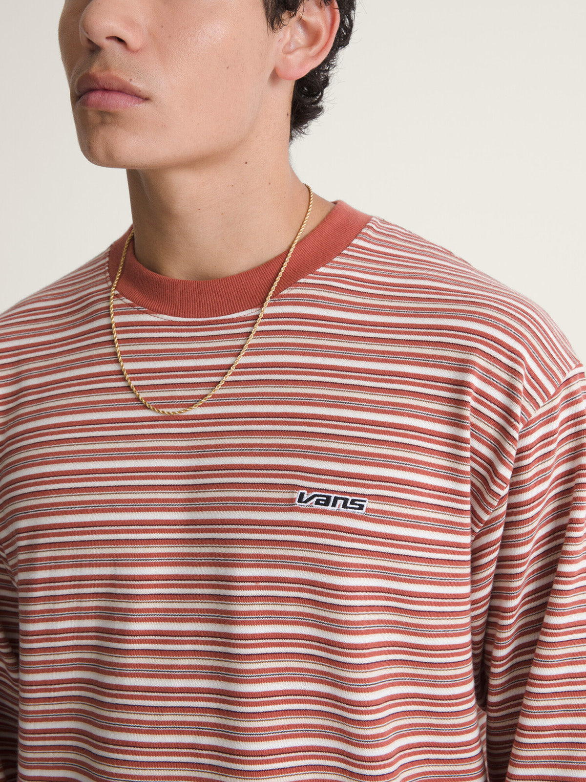 Sweater Hombre Wesley Stripe Ls Kni Naranjo Vans