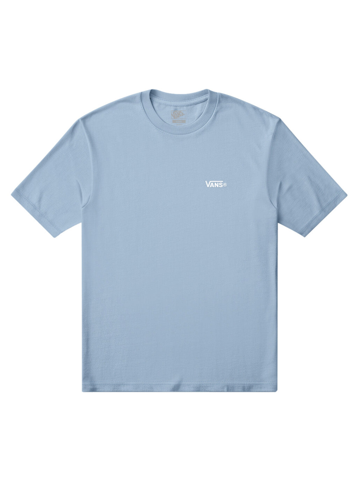 Polera Vans New Left Chest azul claro con logo blanco al pecho