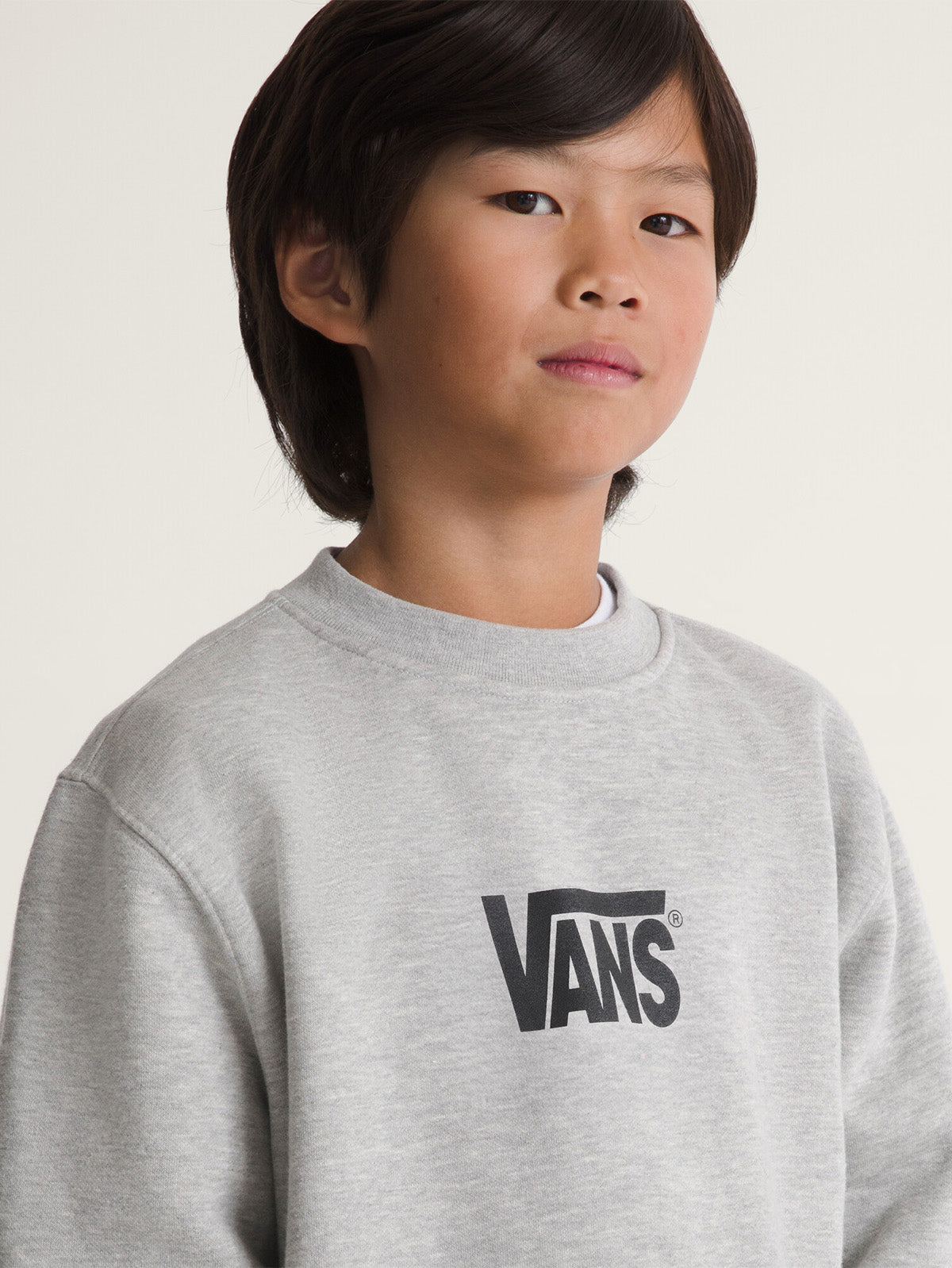 Poleron Nino Stretch Logo Crew Gris Vans