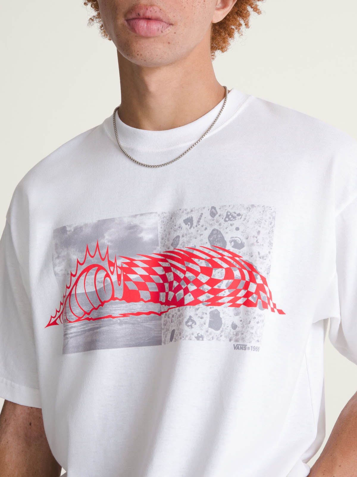 Polera M/C Hombre Wave Check Tee Blanco Vans