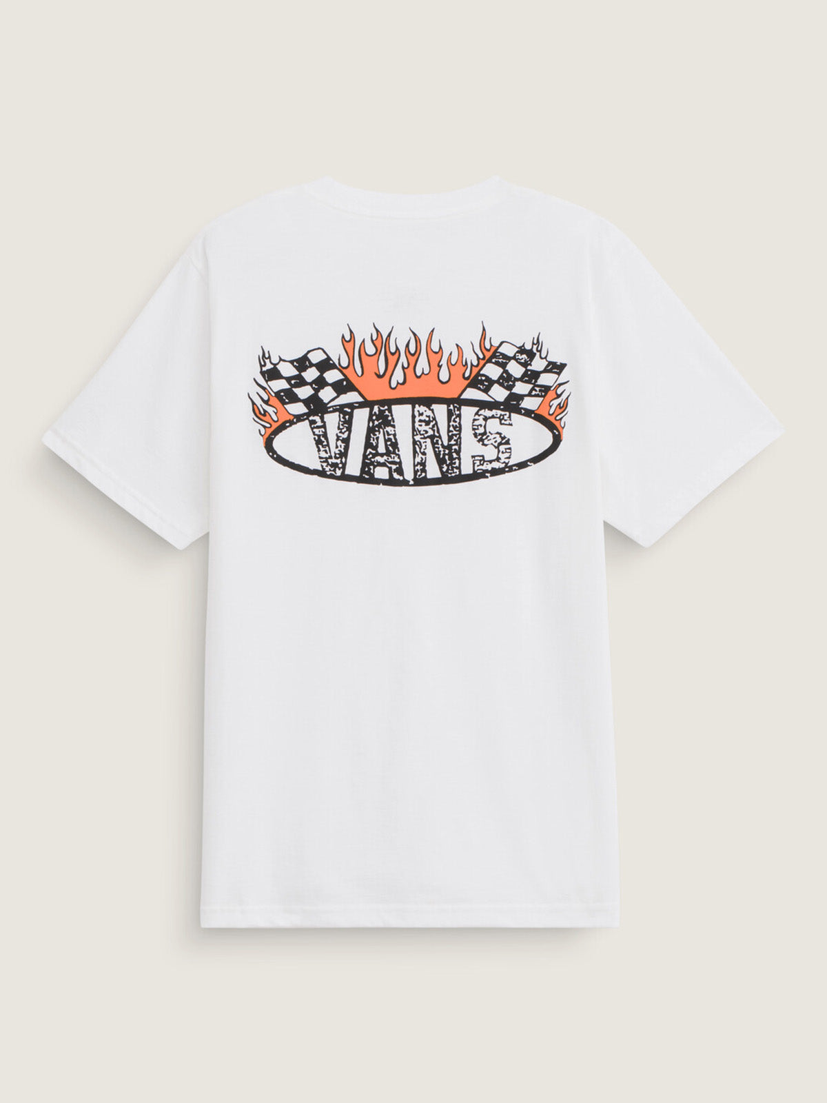 Polera M/C Nino Racing Flames Blanco Vans