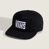 Jockey Vans Stretch Logo Snapback negro con logo blanco bordado