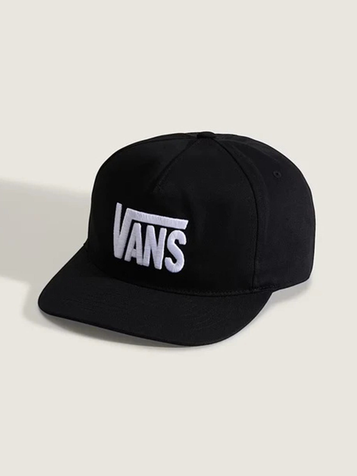 Jockey Vans Stretch Logo Snapback negro con logo blanco bordado