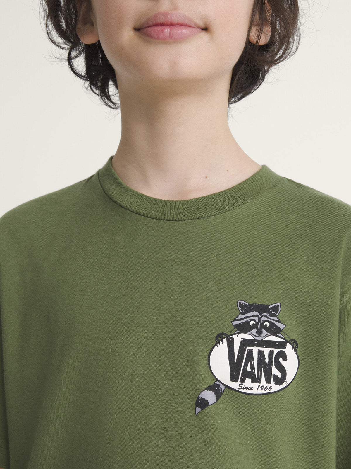 Polera M/C Niño Dumpster Raccoon Verde