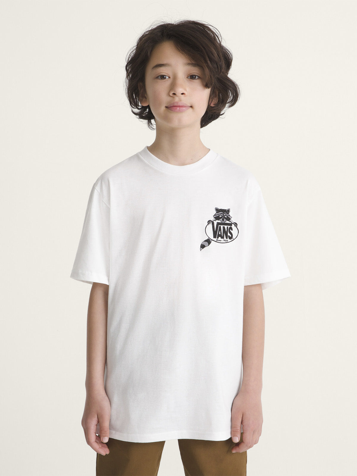 Polera M/C Niño Dumpster Raccoon Blanco