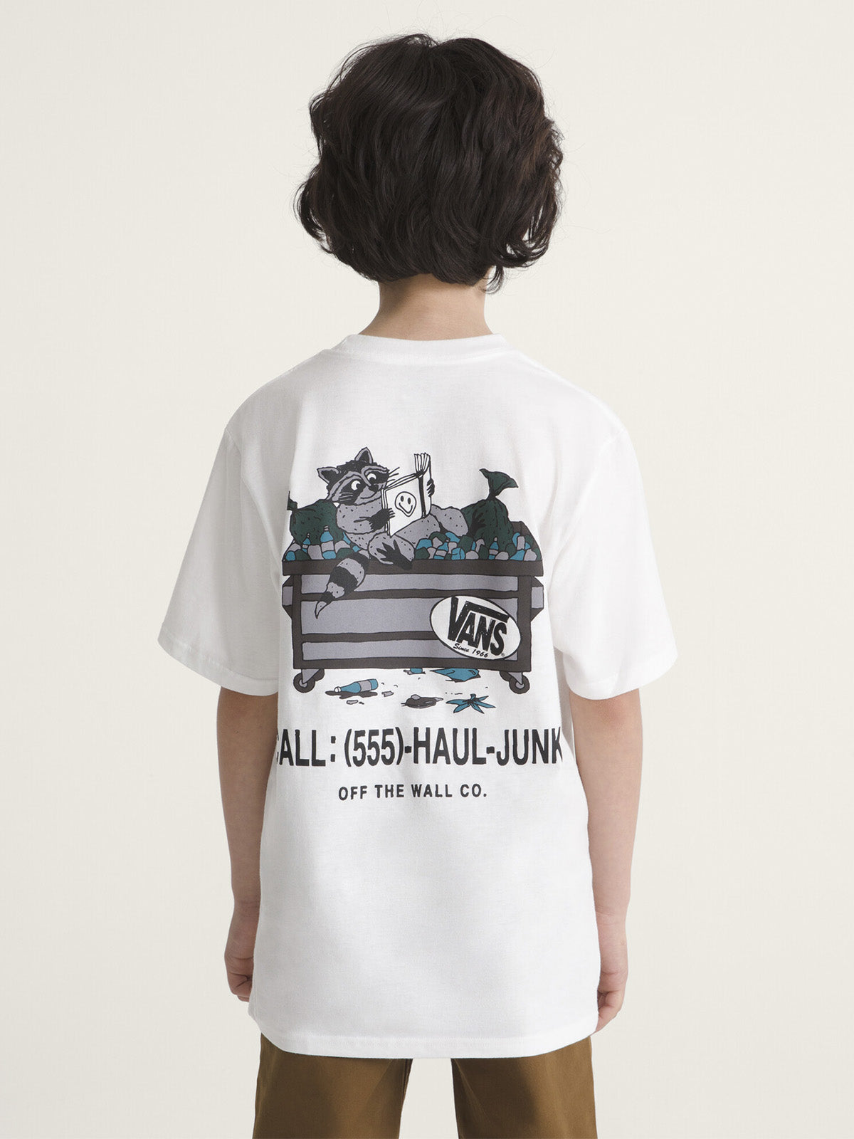 Polera M/C Niño Dumpster Raccoon Blanco
